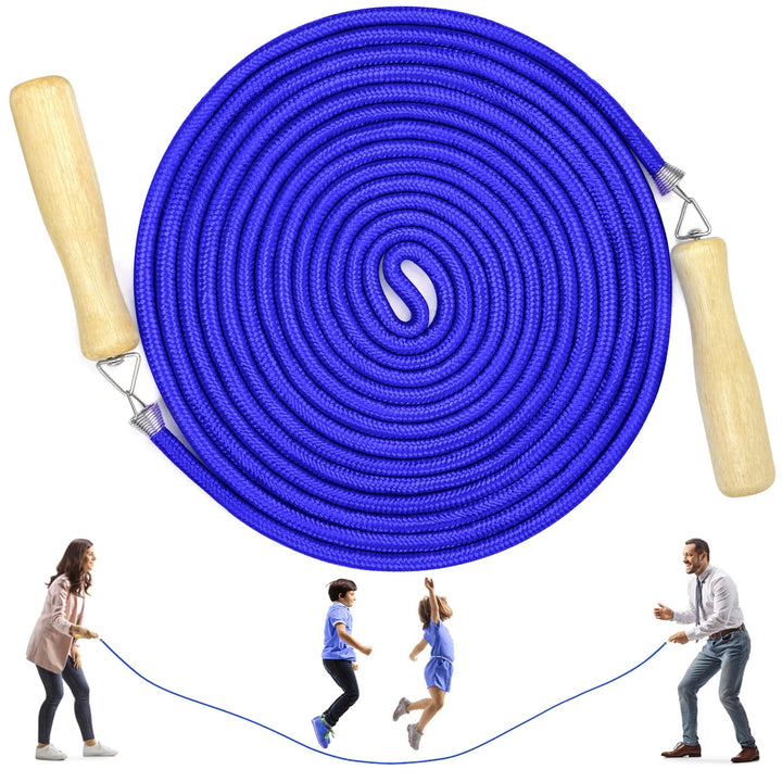 LeapBeast Lange Springseil, Mehrspieler-Seil, Springseil mit Holzgriff für Schule, Sport, Outdoor-Ak