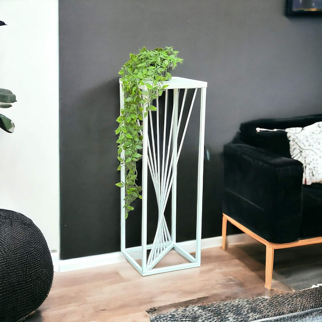 DanDiBo Blumenhocker Metall Weiss Eckig 70 cm Blumenständer Beistelltisch 96566 Blumensäule Design M