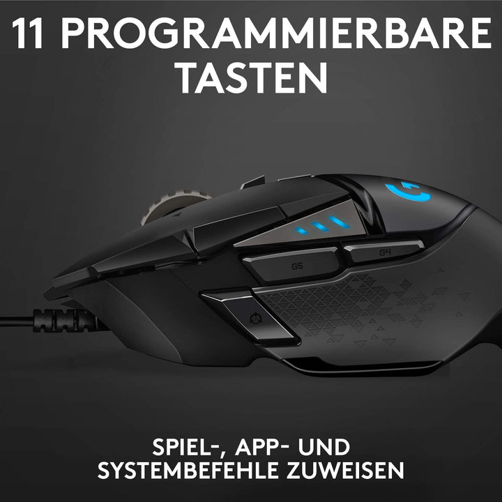 Logitech G502 HERO High-Performance Gaming-Maus mit HERO 25K DPI optischem Sensor, RGB-Beleuchtung,