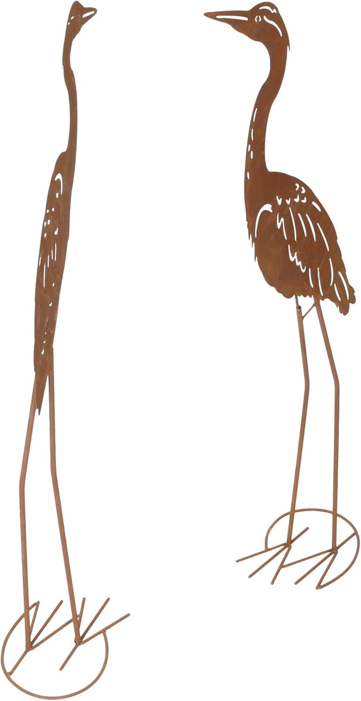FRANK FLECHTWAREN Metallvogel Rost, 2er Set, Echtrostfinish Masse: Höhe 88 cm, einfache Selbstmontag