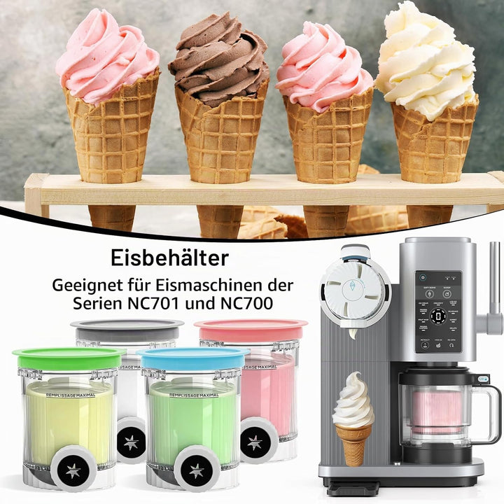 Creami Behälter für Ninja Swirl Creami NC700 NC701EU Serie, 4 Stück Eiscreme Behälte 480ML BPA-Frei