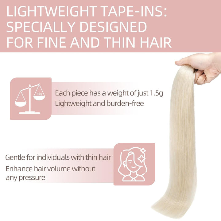 Silk-co Tape Extensions Echthaar 20stk, Remy Tape in Extensions Haarverlängerung, Skin Weft Echthaar