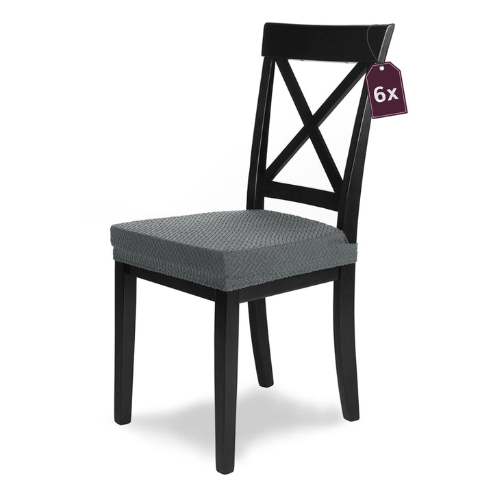 SCHEFFLER-Home Stretch Stuhlbezug Luna Anthrazit/Stuhlüberzug 6er Set elastische Flanell Stuhlbezüge