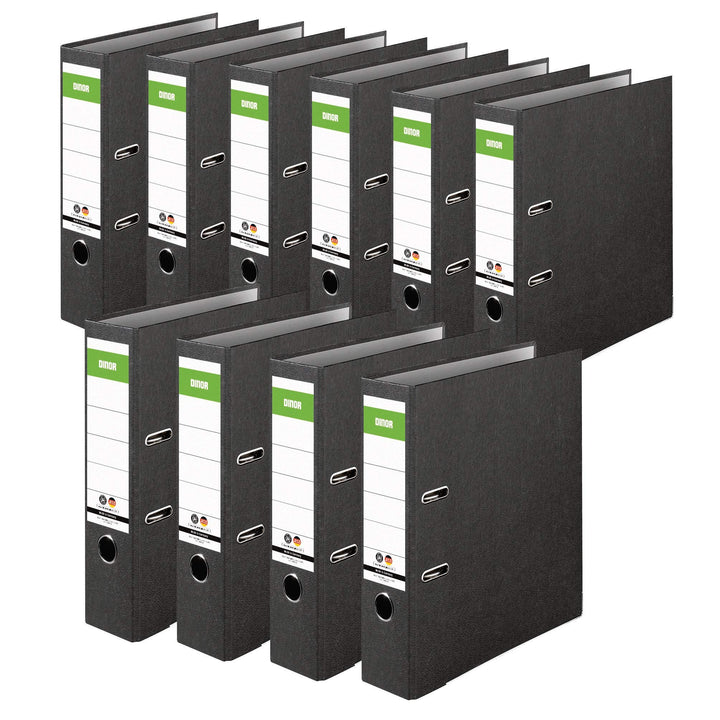 Original DINOR Ordner-Wolkenmarmor-Recycling - Made in Germany. 10er Pack 8 cm breit DIN A4 schwarz