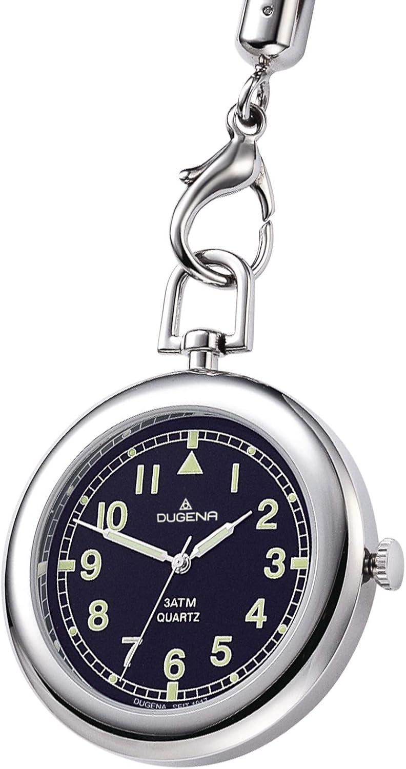 Dugena Herren-Taschenuhr 4149874-1 Lepine, Quarz, schwarzes Zifferblatt, Edelstahlgehäuse poliert, M