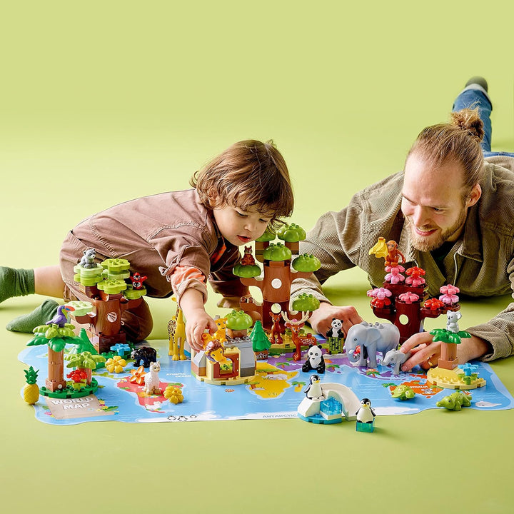 LEGO 10975 DUPLO Wilde Tiere der Welt Zoo Spielzeug mit Sound, mit 22 Tierfiguren und Steine, Lernsp