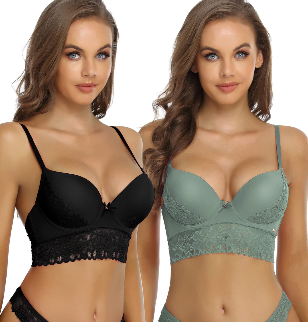SHEKINI BH Damen mit Bügel Push Up BH mit Blumen Spitzen Schalen Bügel-BH T-Shirt Nahtloser BHS Sexy
