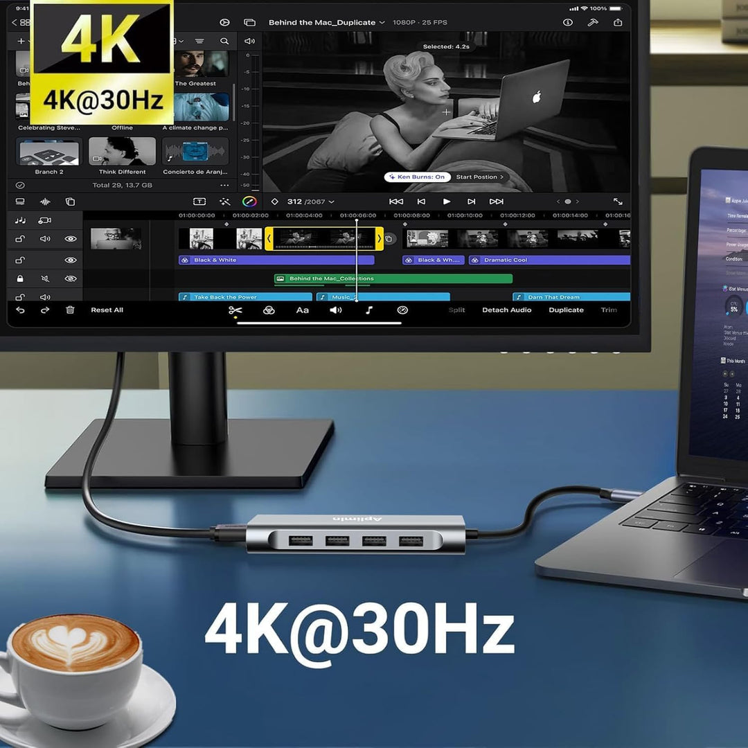 11 IN 1 HUB USB C Multiport Adapter, Ethernet LAN Netzwerkadapter mit 4K-HDMI VGA Adapter, USB 3.0&2