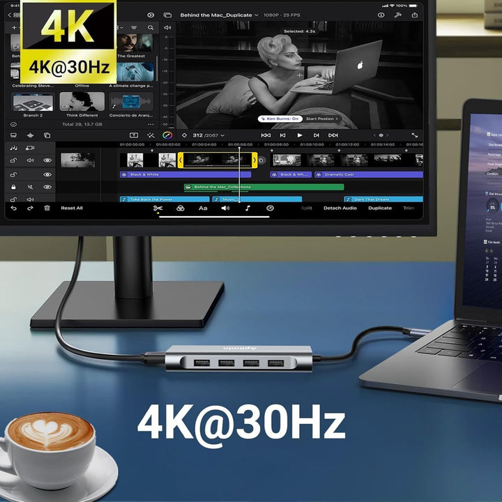 11 IN 1 HUB USB C Multiport Adapter, Ethernet LAN Netzwerkadapter mit 4K-HDMI VGA Adapter, USB 3.0&2