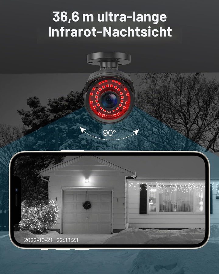ZOSI CCTV 2.0MP 1080P Full HD Aussen Überwachungskamera Sicherheitskamera 30M IR Nachtsicht BNC Kabe