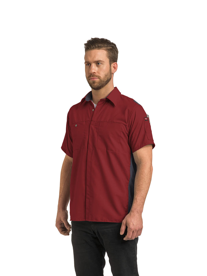 Red Kap Herren Men's Short Sleeve Performance Plus Shop Shirt Hemd S Feuerball Rot mit Holzkohlegefl