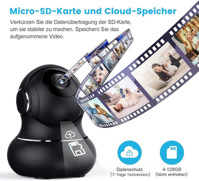 Little elf Überwachungskamera 2 Stück, Babyphone mit Kamera mit Bewegungserkennung, Nachtsicht, Zwei