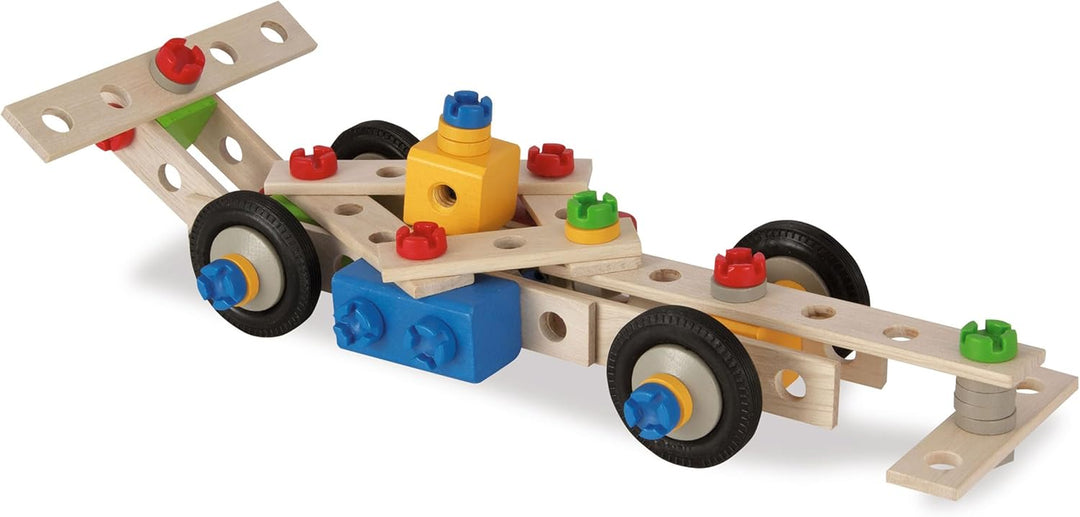 Eichhorn Constructor Kran, vielseitiges Holzspielzeug, 170 Bauteile, 5 Verschiedene Konstruktionen,