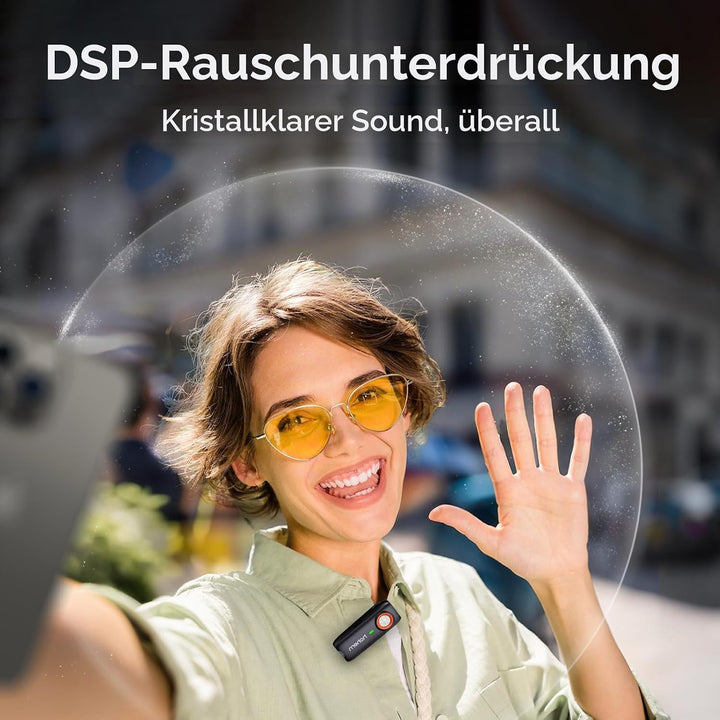 hohem MIC-01 Lavalier Mikrofon Wireless für iPhone iPad, Zweikanal-Aufnahme, 360° Tonaufnahme, 20H N