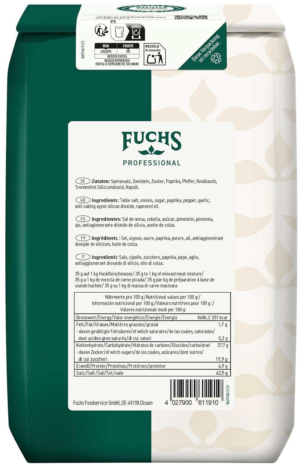 Fuchs Professional - Hackfleisch Würzmischung | Gewürz für Frikadellen oder Cevapcici | Profi-Qualit