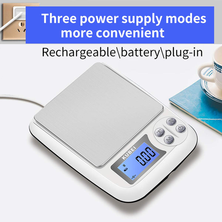 Feinwaage 1kg/0.01g USB Aufladen Digitale Küchenwaage,Hochpräzise Grammwaage Digitalwaage Briefwaage
