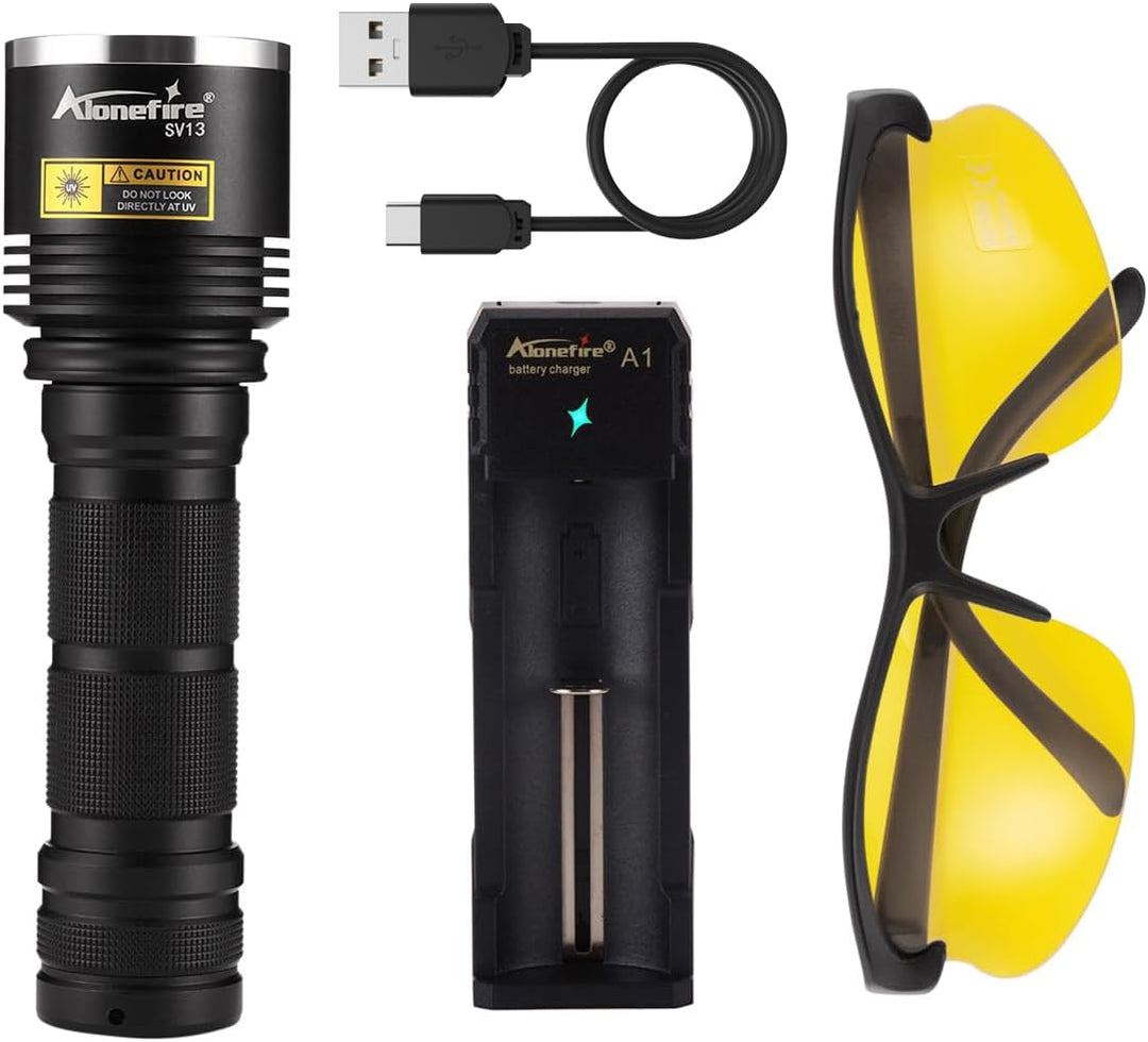 Alonefire SV13 15W UV Taschenlampe 365nm Tragbar Aufladbar Ultraviolett Schwarzlicht Haustier Urin D
