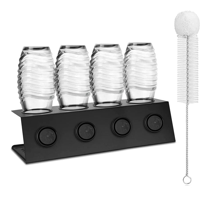 Flaschenhalter für Soda Stream 4er Flaschen Abtropfhalter aus Edelstahl Abtropfständer mit Herausneh