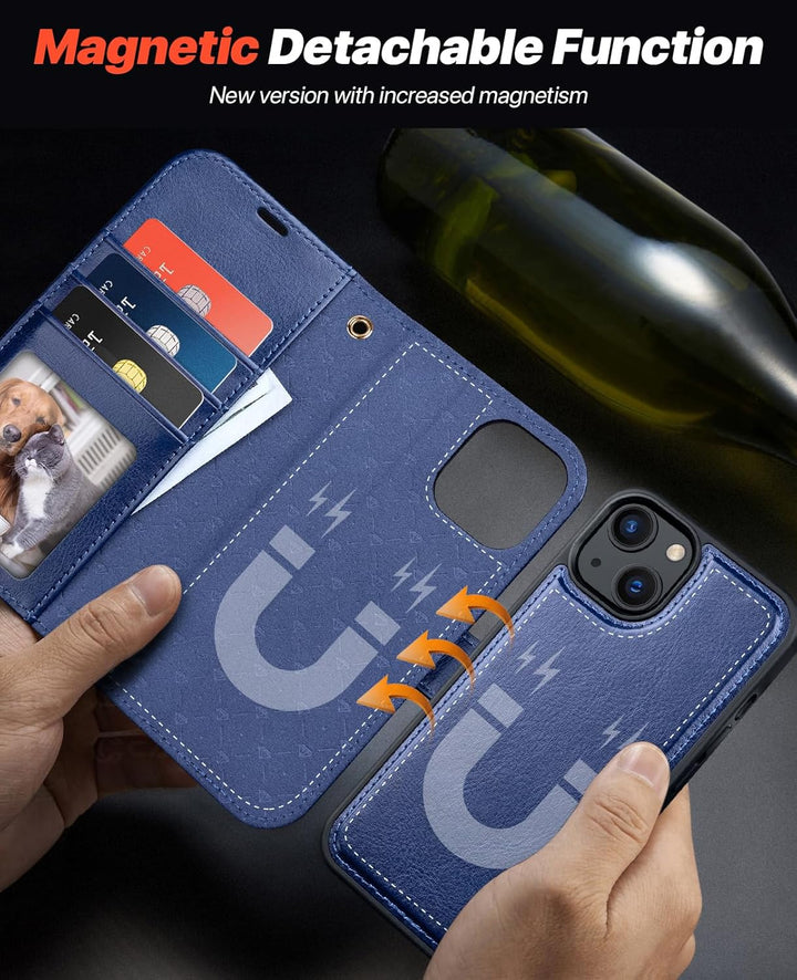 OCASE Kompatibel für iPhone 13 Hülle (2in1) Leder Stossfestes Case, Abnehmbare magnetische Hülle, Mi