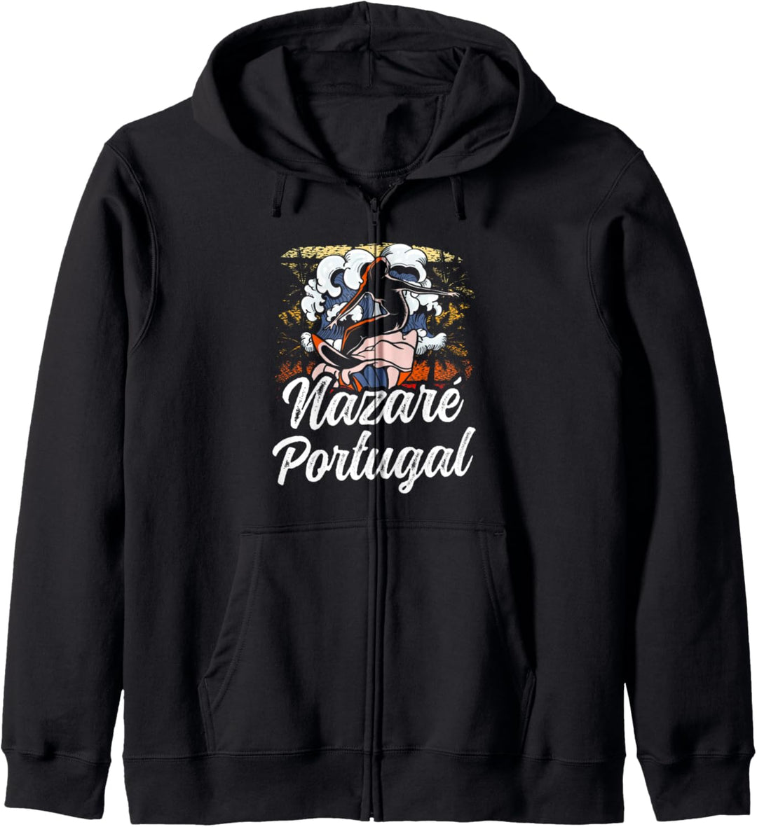 Nazaré Portugal Wellen Surfing Surfen Surfer Kapuzenjacke