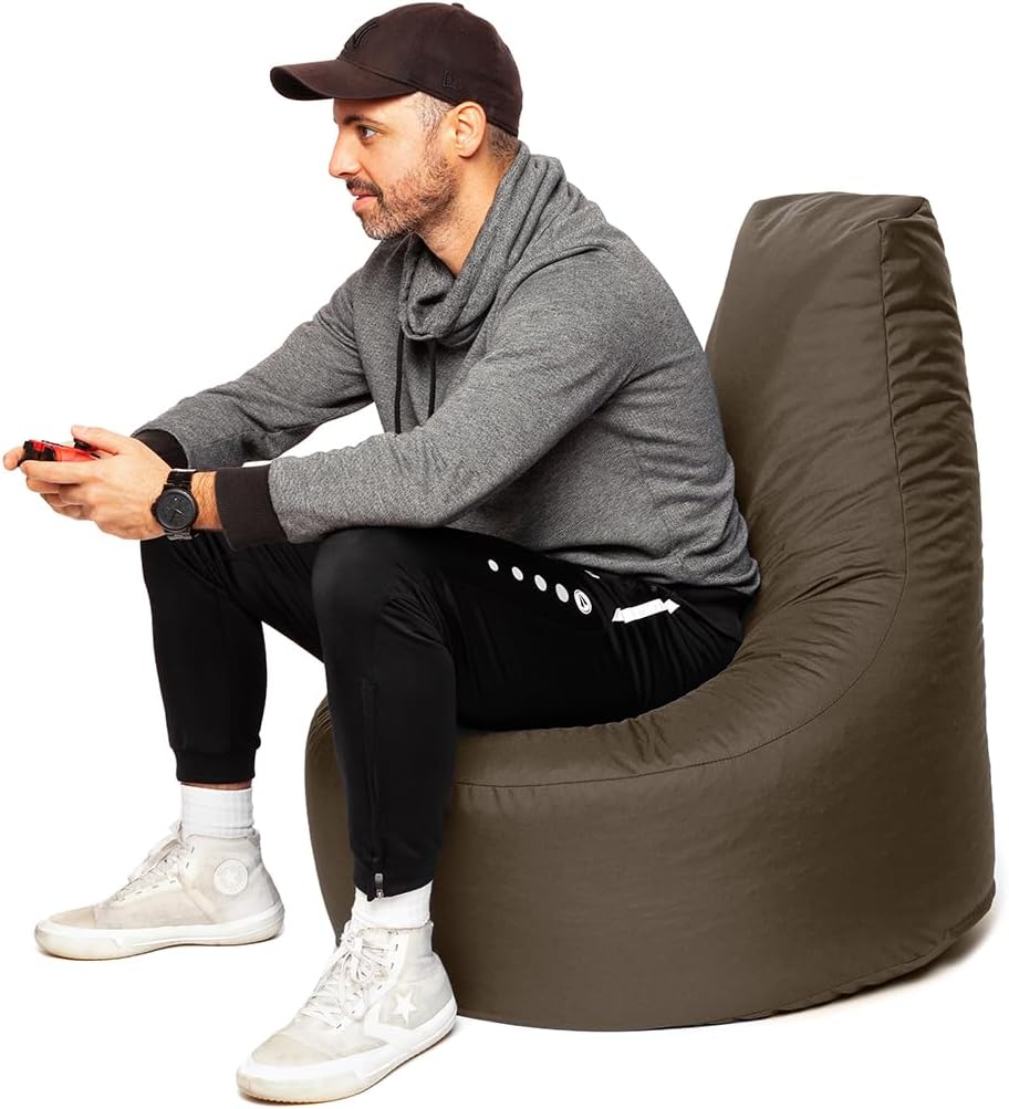 PATCH HOME Gamer Sessel Sitzsack inkl. Würfel Bean Bag Set Ø75cm, 30cm Sitzhöhe, 80cm Höhe + 35x35cm