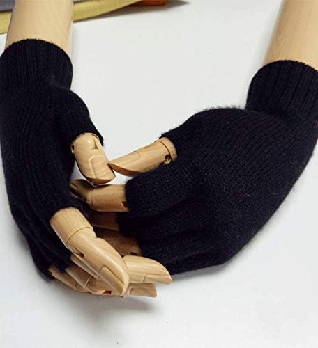 Prettystern Unisex Kaschmir-Wolle Halbfinger kurzfingerhandschuhe Fingerlinge Handschuhe für Damen: