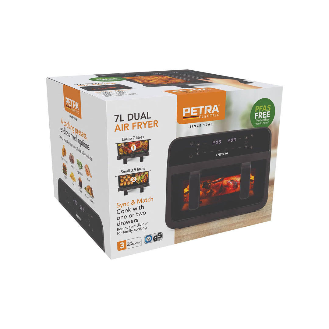 Petra 7-L-Dual-Drawer-Heissluftfritteuse, 2300 W