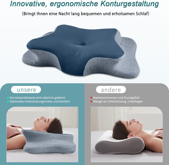 Memory Foam Kissen, Gebärmutterhalskissen für Nacken und Schultern Schmerzlinderung, Ergonomische Ko