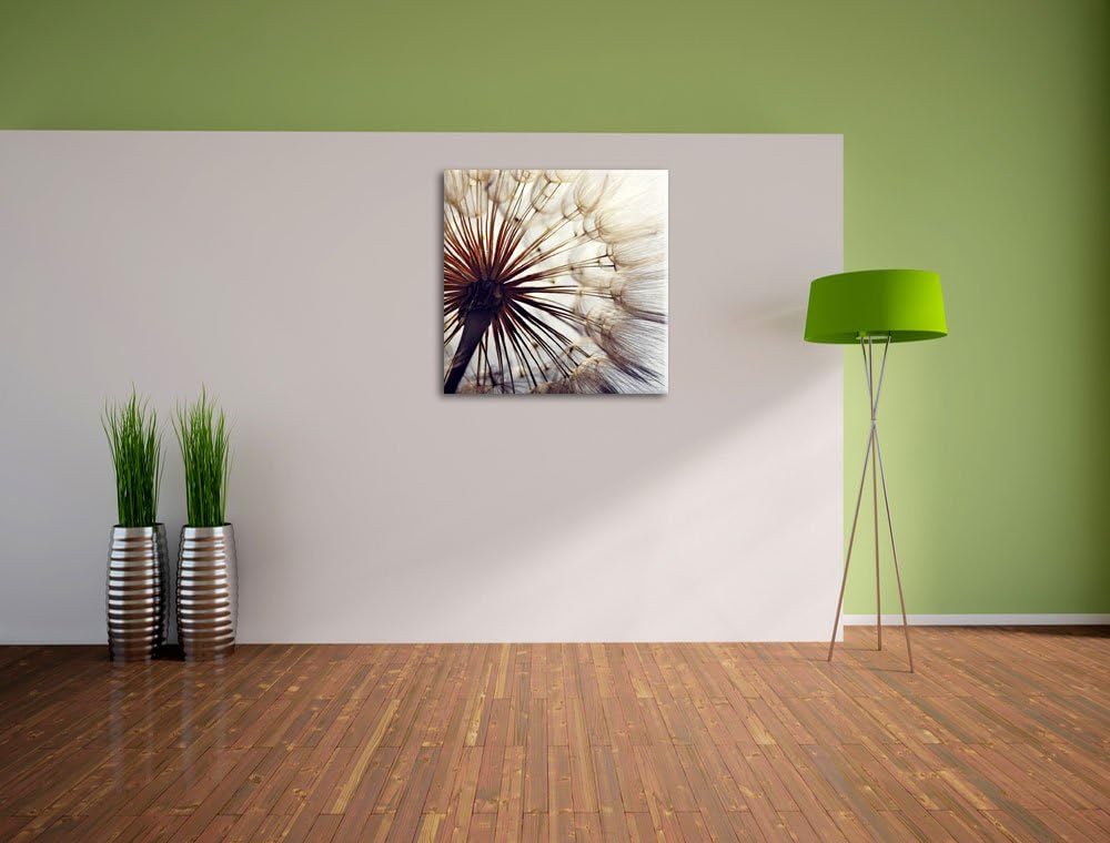 Schöne Pusteblume, Format: 70x70 auf Leinwand, XXL riesige Bilder fertig gerahmt mit Keilrahmen, Kun
