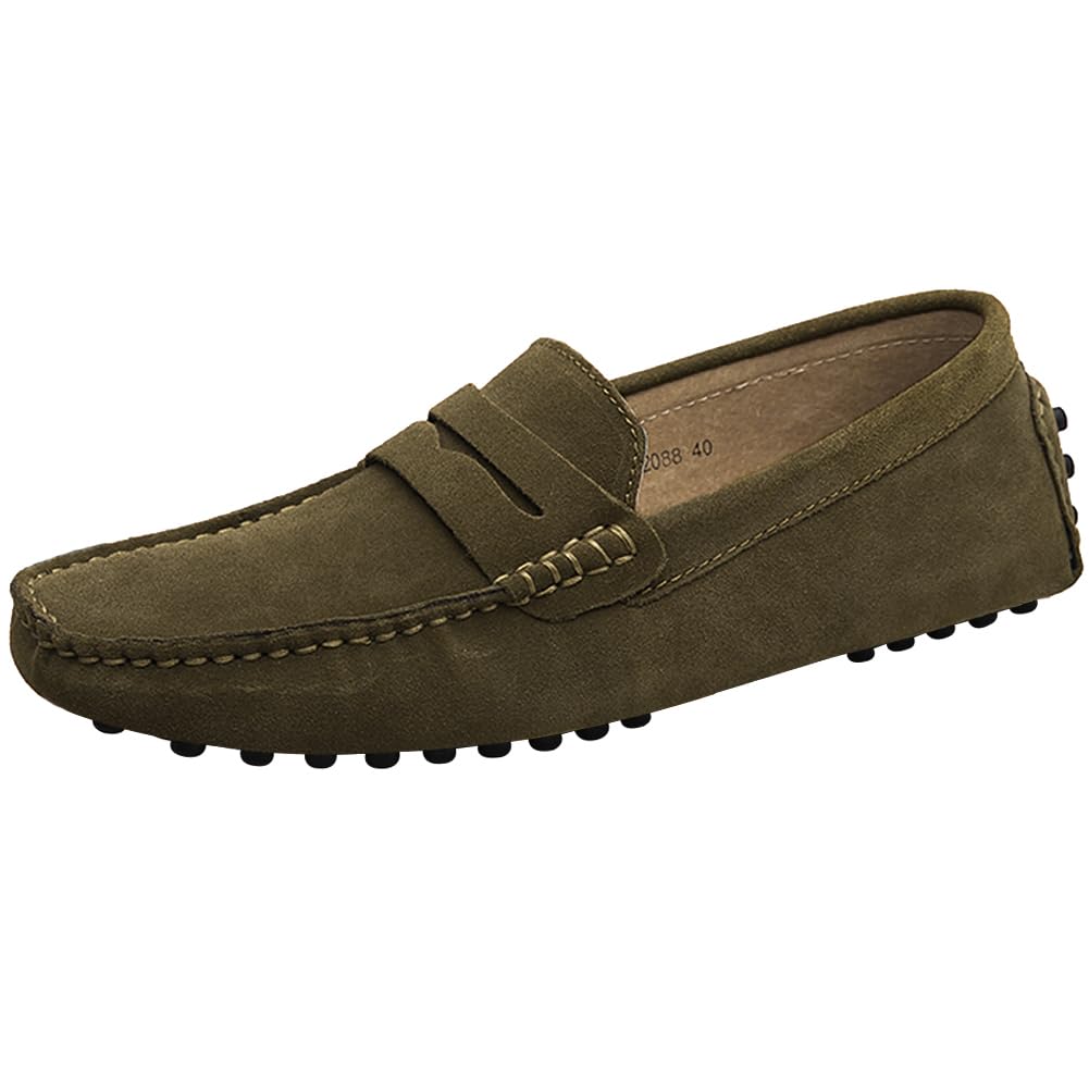 Jamron Herren Wildleder Penny Loafers Gemütlich Fahrende Schuhe Mokassin Slippers 39.5 EU Braun, 39.
