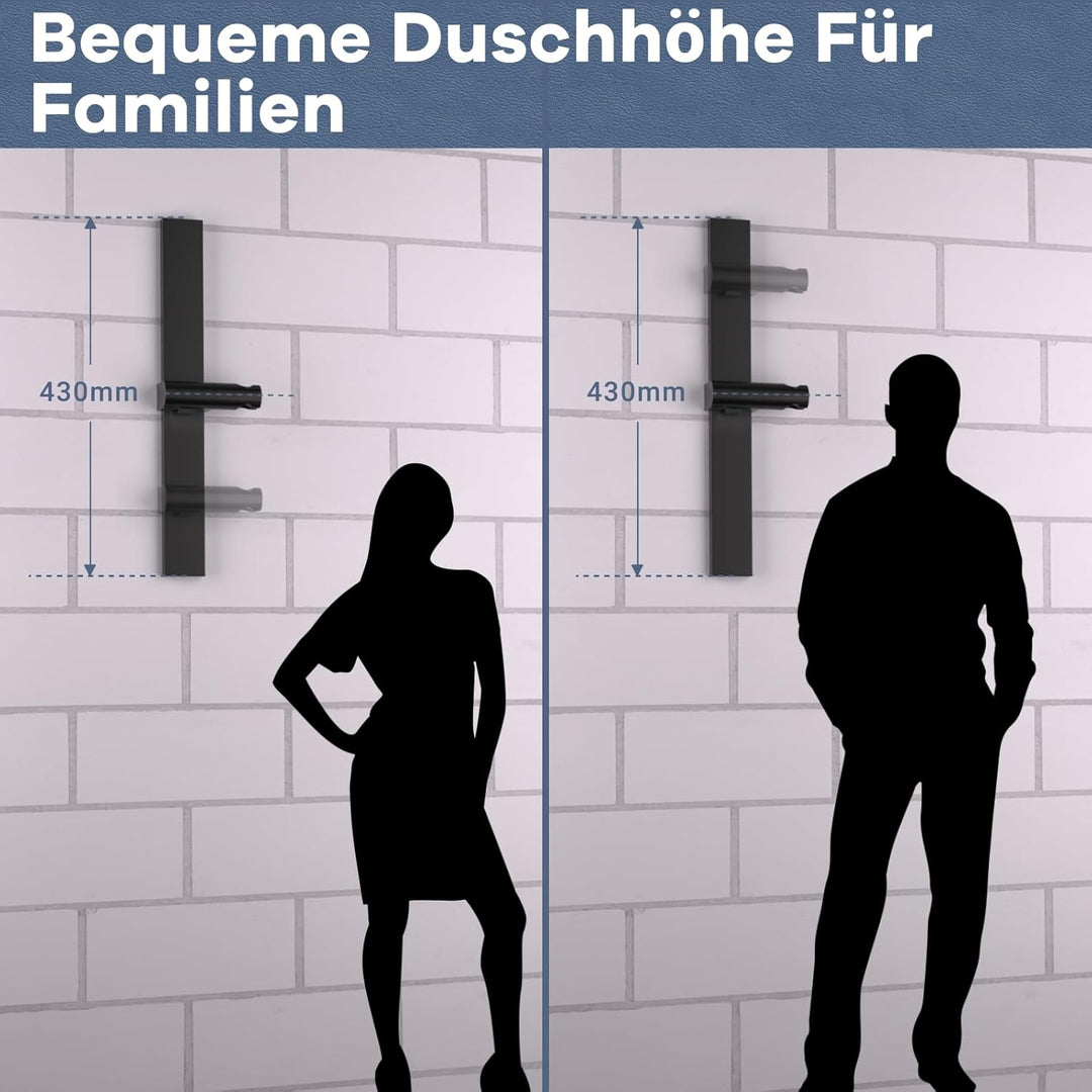 DETBOM Duschstange ohne Bohren Brausestange mit Kleber Metall Duschstange mit Duschkopfhalterung Höh