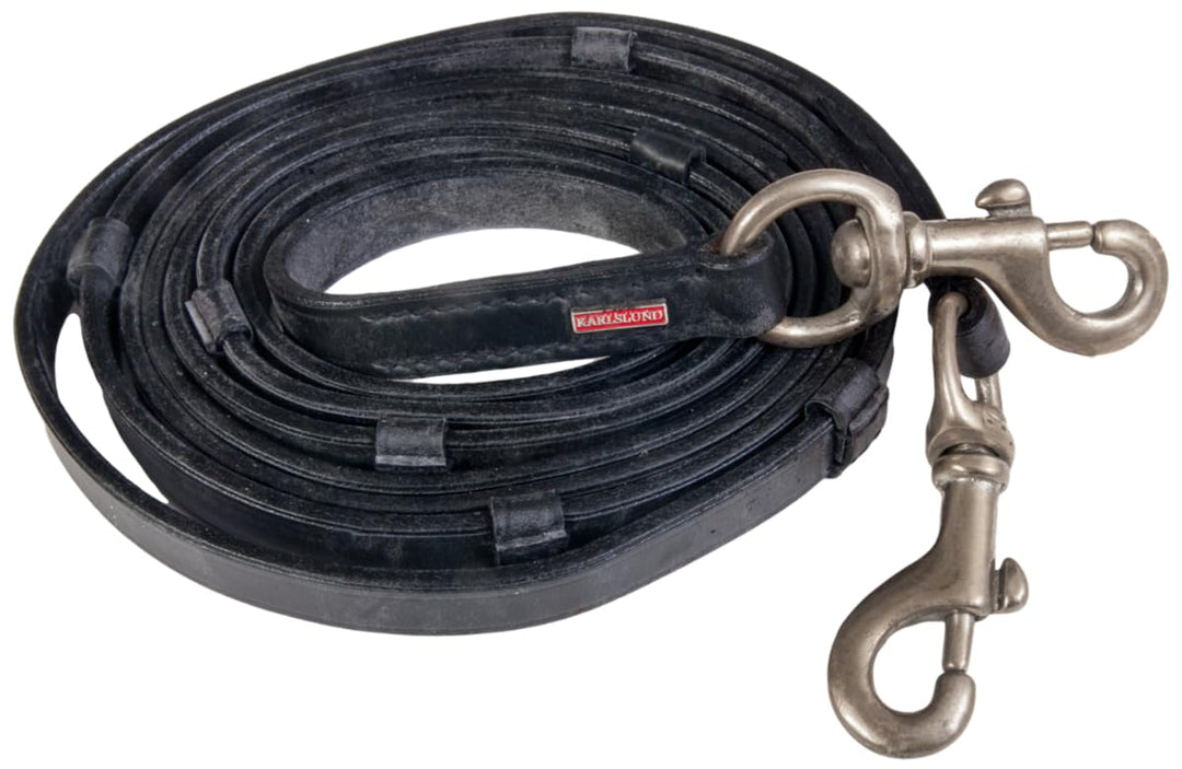 Karlslund Zügel Leder Reins, Black Chrome, k380-bla-chr