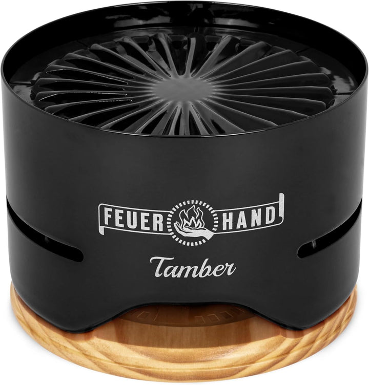 Feuerhand Tischgrill Tamber (tiefschwarz) – Kompakter Holzkohlegrill für den Tisch. Mit Deckel als U