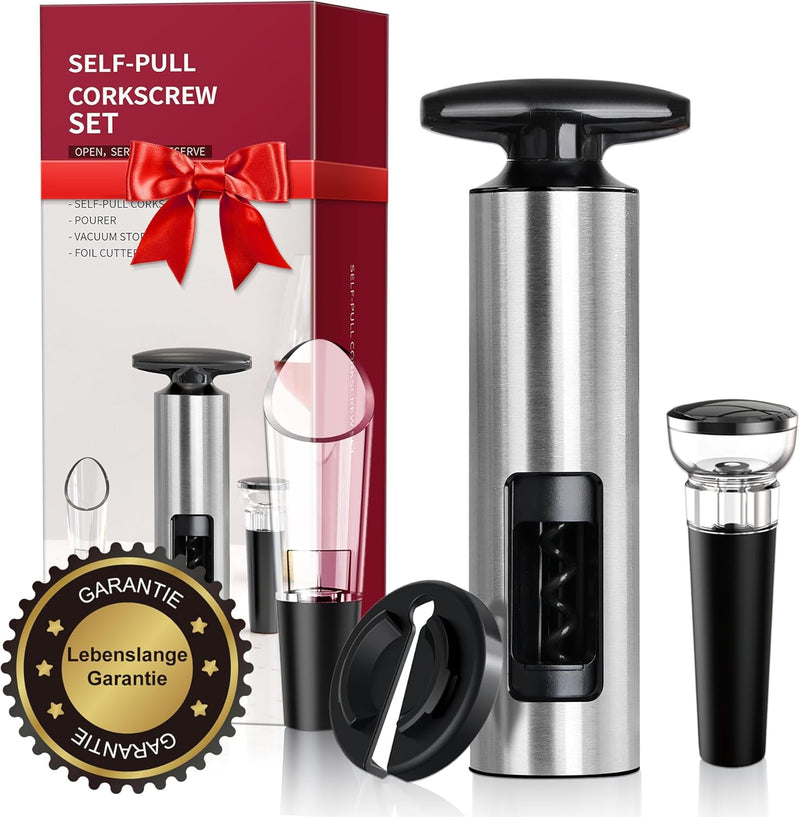 Weinflaschenöffner Set, HOOMIL 4-in-1 Weinöffner Set Profi Korkenzieher für Wein mit Folienschneider