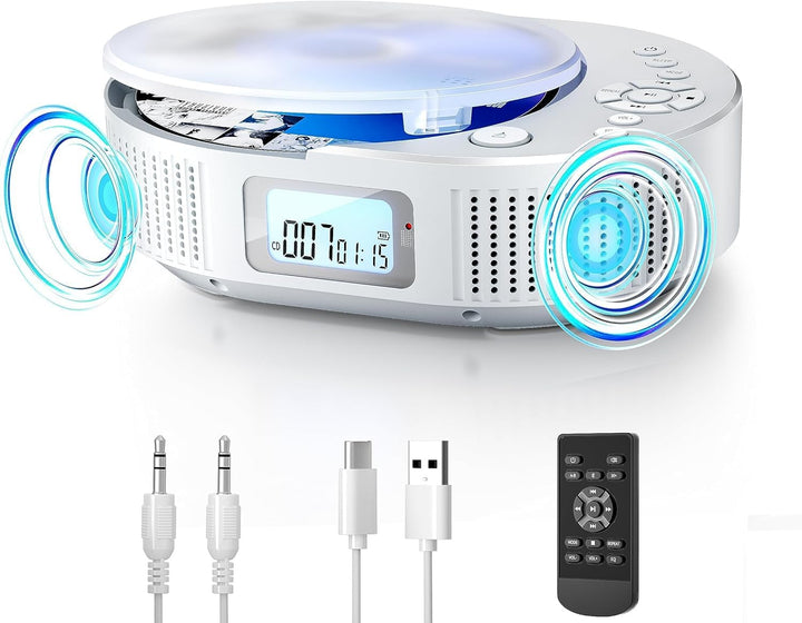 Desobry CD Player tragbar Kinder klein mit Bluetooth discman Kinder Lautsprecher Radio Boombox-CD-Pl