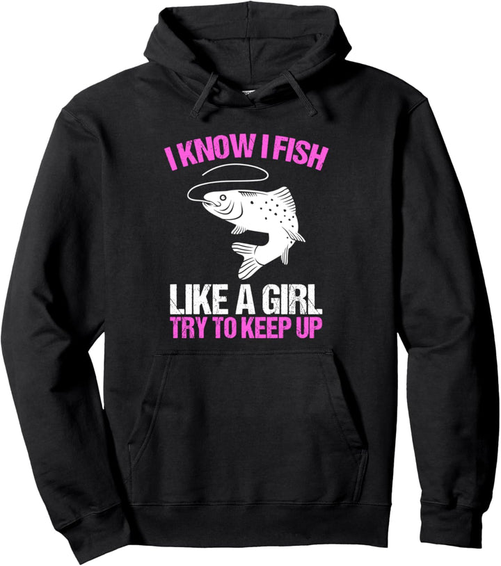Fishing Girl I Angeln Lustiger Spruch Angel Pink Mädchen Pullover Hoodie