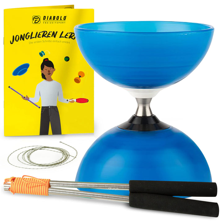 Diabolo-Set mit Henrys Beach Free Freilauf-Kugellager Diabolo - Profi-Set (blau), Blau