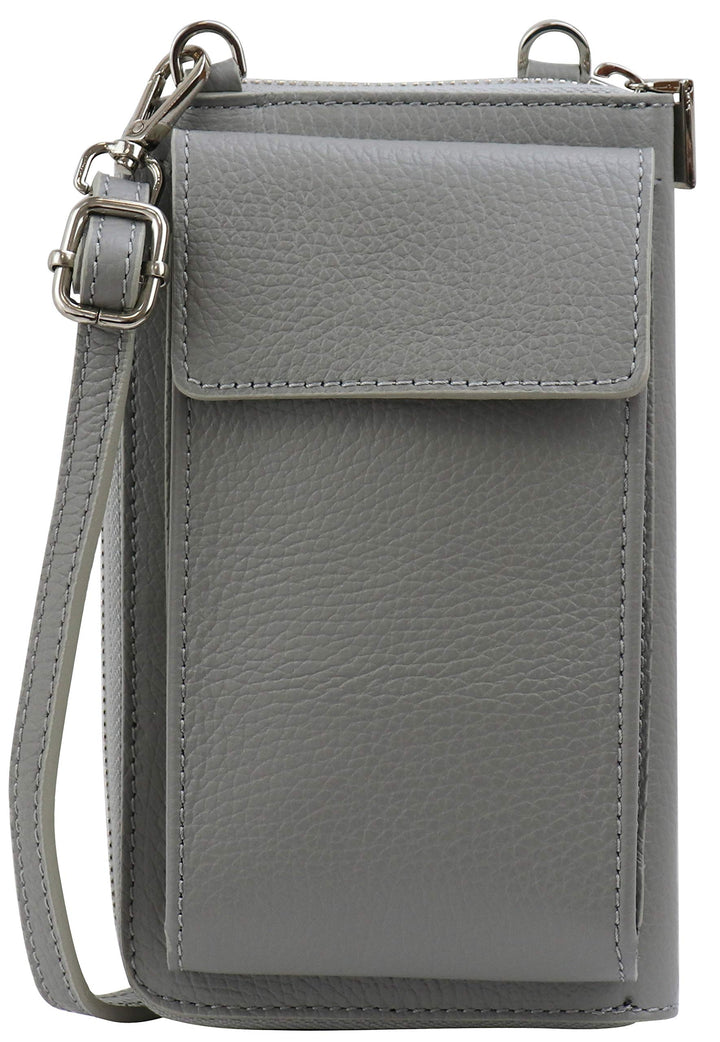 SH Leder Damen Handytasche Umhängetasche Geldbörse Multifunktion Beutel aus Echtleder Verstellbar Sc