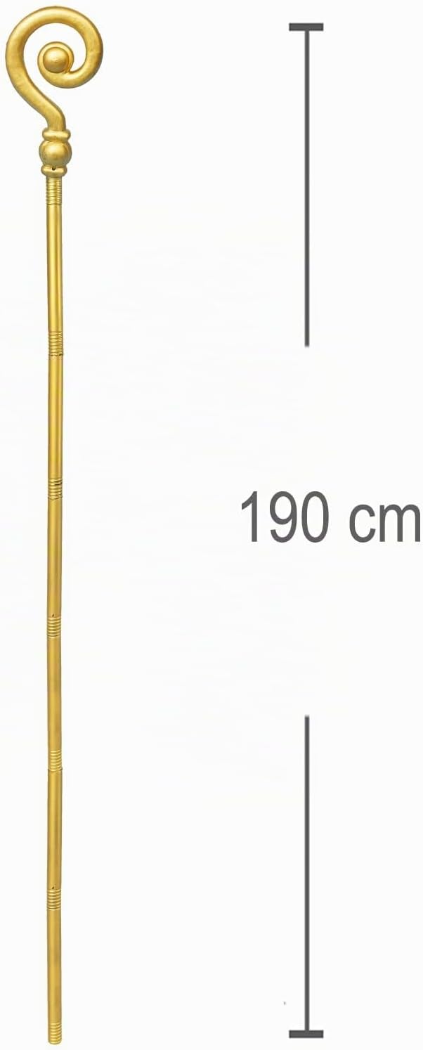 Orlob Bischofsstab Gold Nikolausstab ca. 1,90m zum Zusammenstecken Kostüm-Zubehör Gehstock Weihnacht