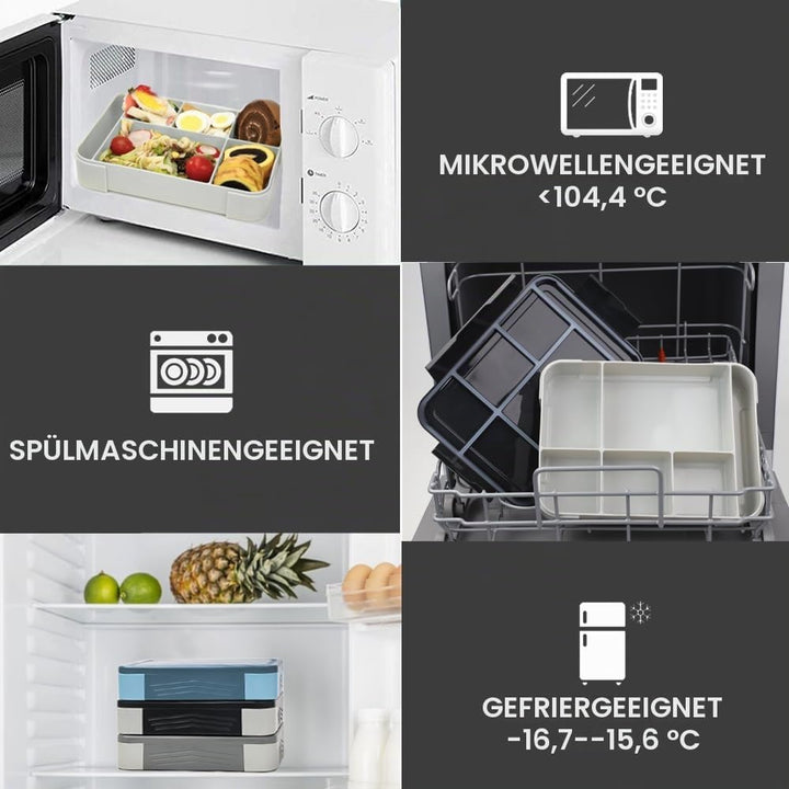 Bugucat Brotdose Kinder mit Fächern 1330ML 2 Set,Lunchbox Kinder Bento Box Auslaufsicher mit 6 Fäche