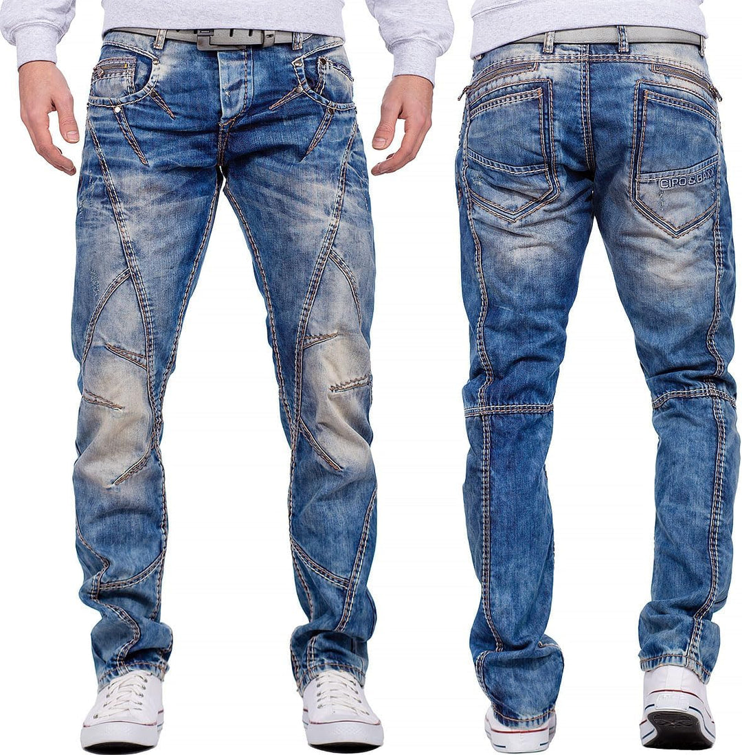 Cipo & Baxx Herren Jeans Regular Hose 33W / 34L Blau - 10, 33W / 34L Blau - 10