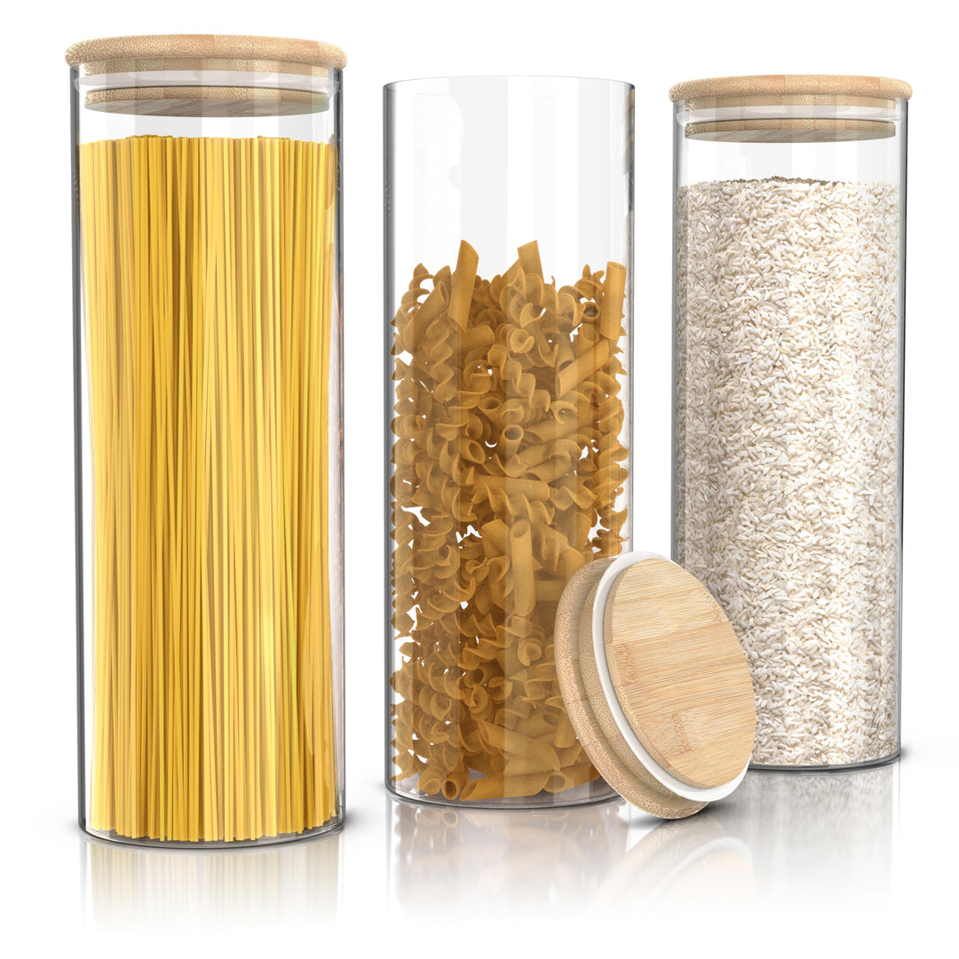 Arendo - Vorratsgläser mit Deckel 2 Liter - 3er Set - 10 x 28 cm / - Glasbehälter aus Glas – hitzebe