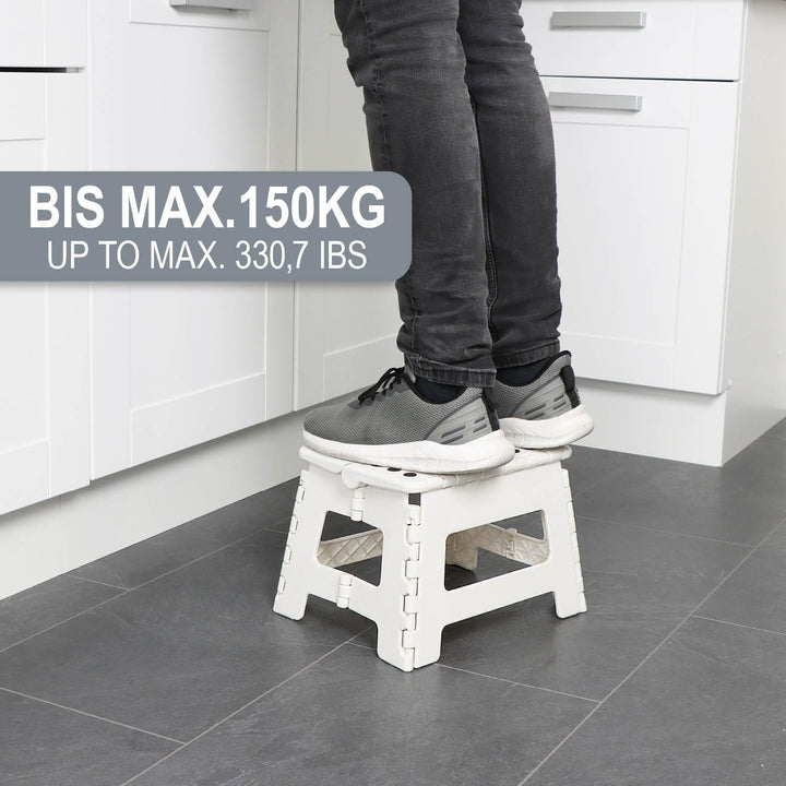 com-four® Klapptritt mit Gumminoppen - Faltbarer Tritthocker - tragbare Aufstiegshilfe für Haushalt,