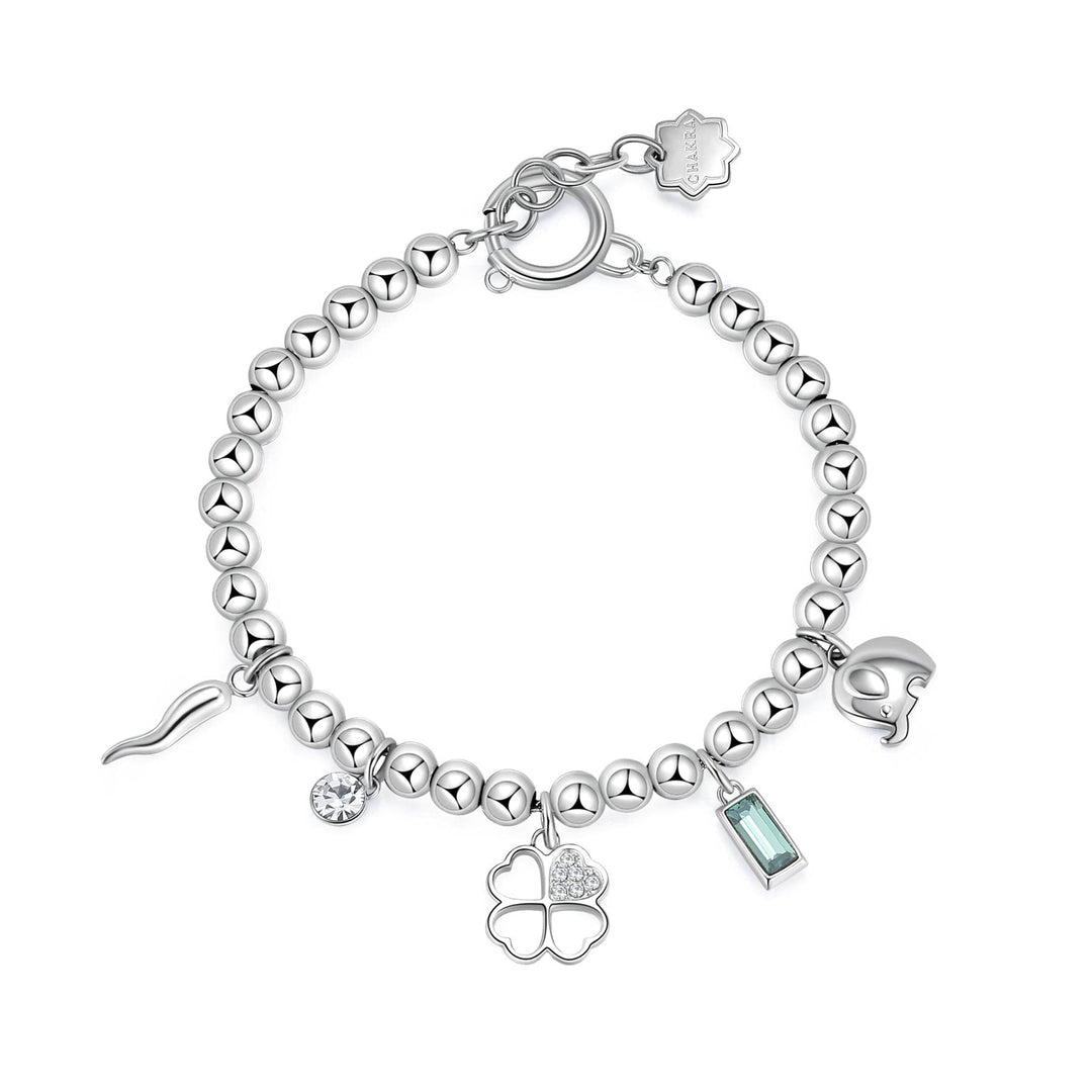 Brosway Damen-Armband mit Kornett/Elefant/Kleeblatt | Kollektion Chakra – BHKB114, 185mm, Edelstahl