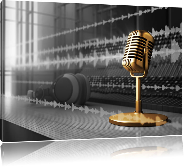 Cooles Musikstudio schwarz/weiss Format: 100x70 auf Leinwand, XXL riesige Bilder fertig gerahmt mit