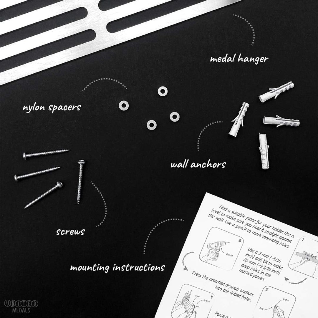 United Medals Run The World Medaillenhalter Edelstahl | Medaillen Aufhänger | Medal Hanger Holder Di