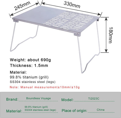 iBasingo Titan Mini Klapptisch 2 in 1 BBQ Grill Netz Bratplatte Outdoor Camping Picknick Wandern Lag