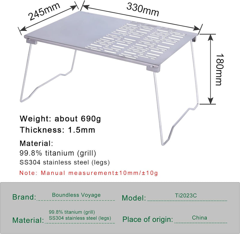 iBasingo Titan Mini Klapptisch 2 in 1 BBQ Grill Netz Bratplatte Outdoor Camping Picknick Wandern Lag