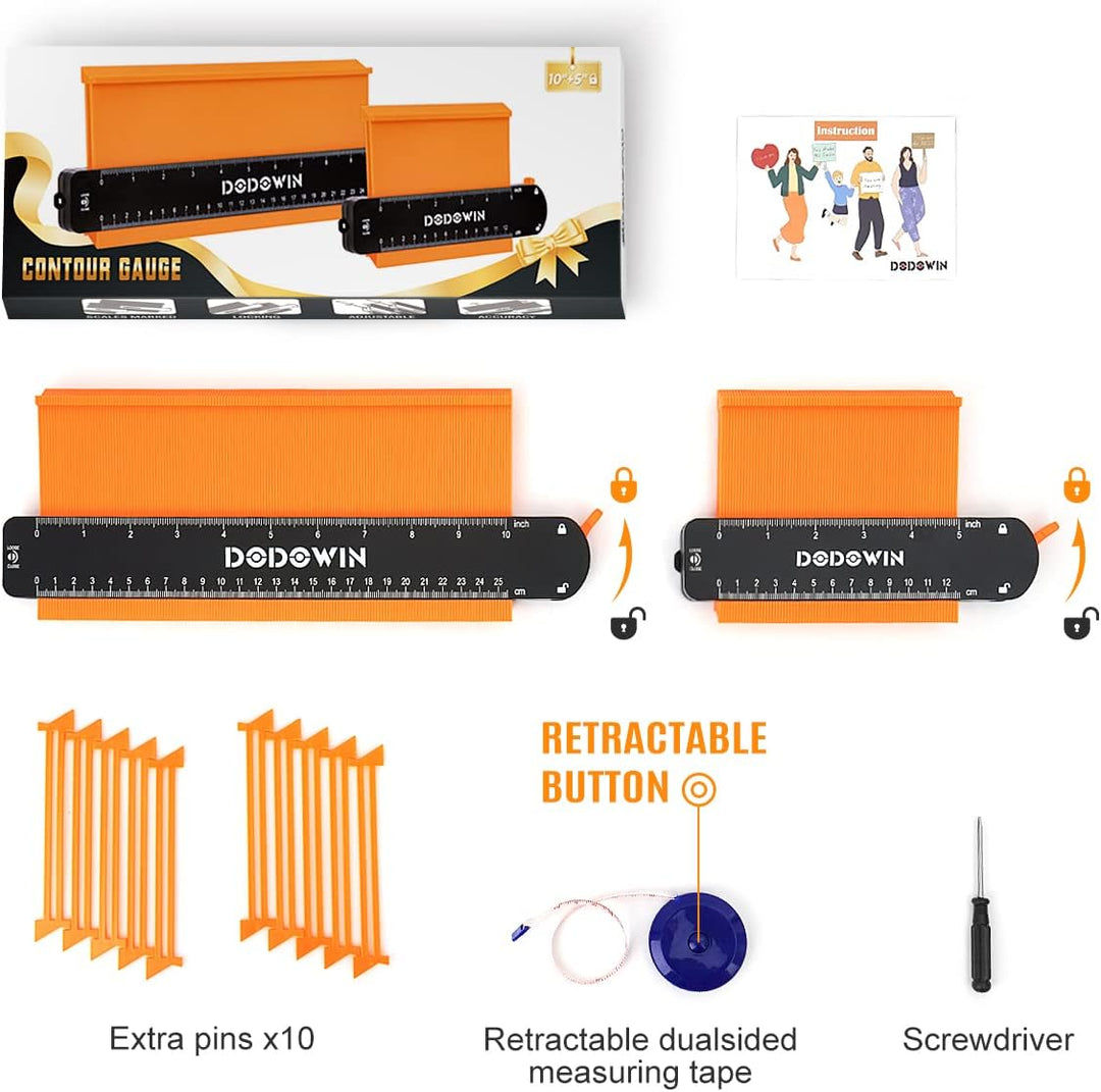 DODOWIN Konturenlehre Gross 2pcs, Konturenlehre Mit Feststeller, Laminat Schablone, Weihnachtsgesche
