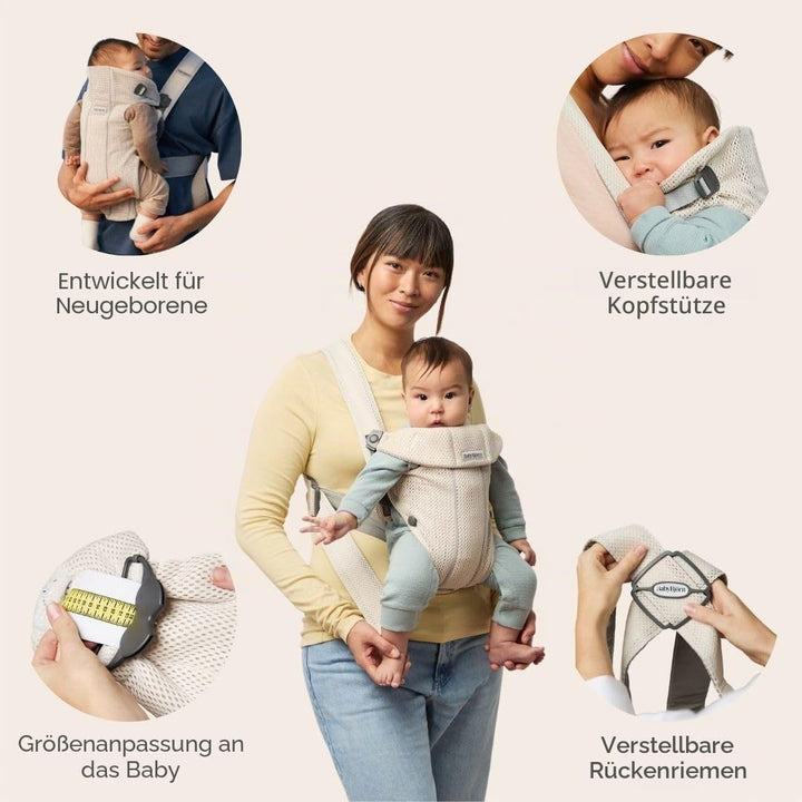 BabyBjörn Babytrage Mini, 3D-Netzstoff, Creme